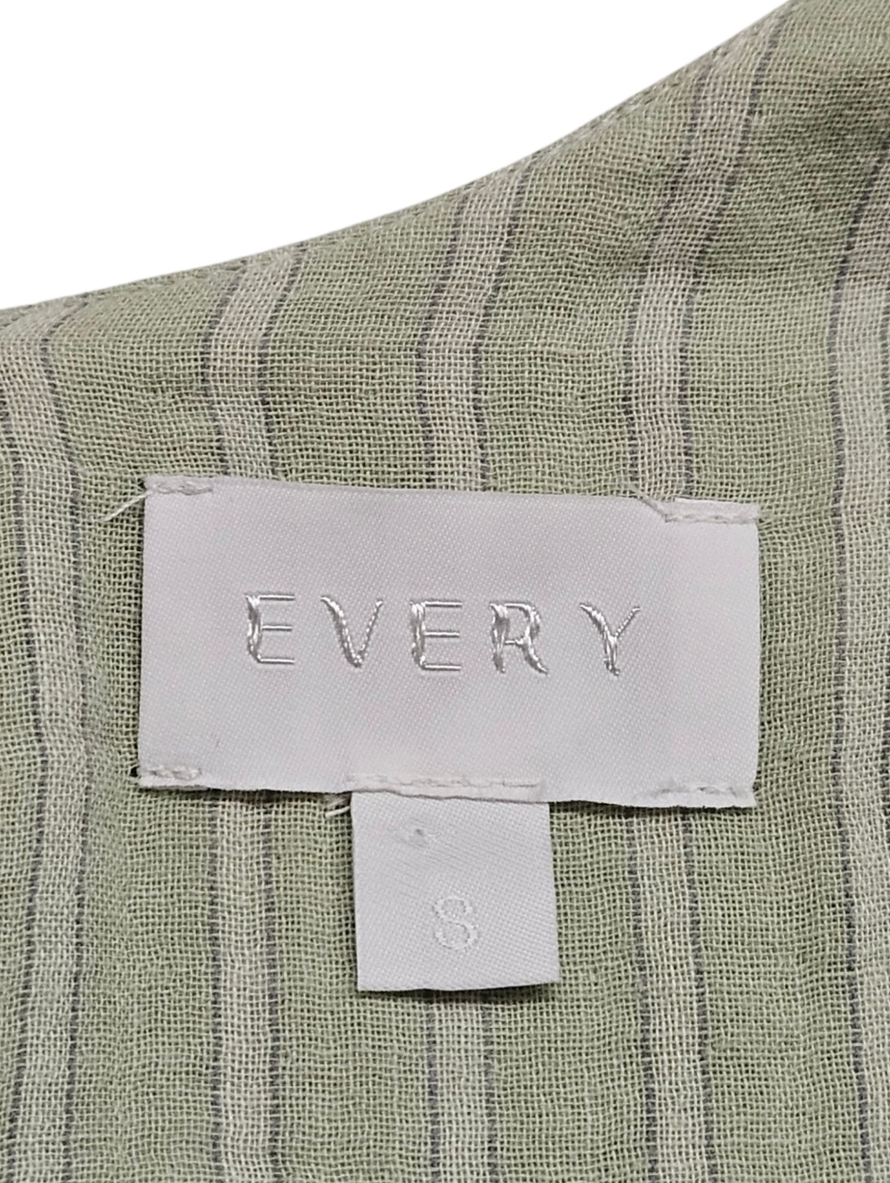 Every Square Neck Tiered Mini Dress With Puff Sleeve In Sage Green Stripe Size S - Picture 5 of 8